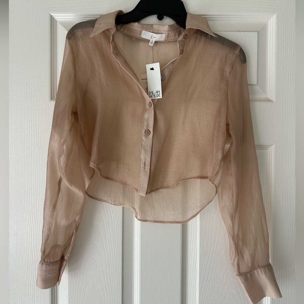 Sheer cropped button down